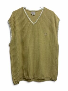Oxbow Vintage Large Sweater Knit Vest Yellow 100% Cotton Embroidered Logo France
